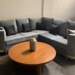 Sectional Sofa in Grey Suede-SoUnique.PK